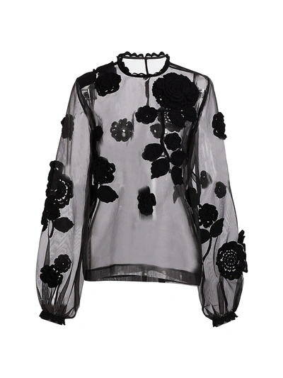 Shop Dolce & Gabbana Knit Appliqu Organza Blouse In Black