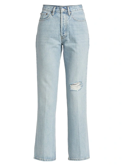 Shop Re/done Women's 70s Distressed Bootcut Jeans In Light Worn