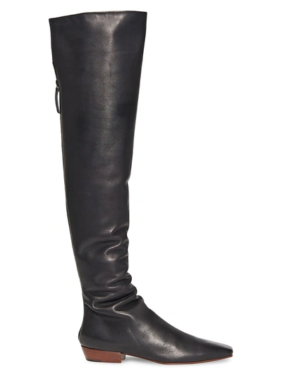 Shop The Row Slouch Over-the-knee Leather Boots In Black