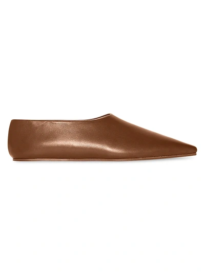 Shop The Row Women's Square-toe Leather Flats In Tan