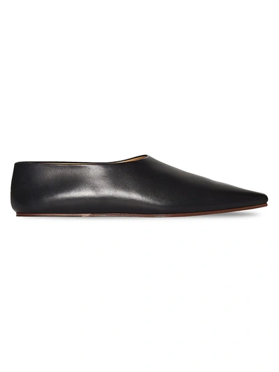 Shop The Row Women's Square-toe Leather Flats In Black