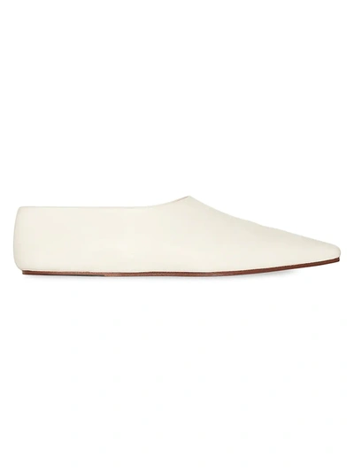 Shop The Row Square-toe Leather Flats In Bianco
