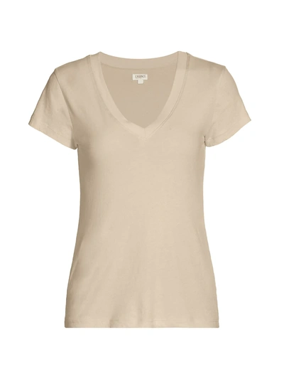 Shop L Agence Women's Becca V-neck Cotton Tee In Biscuit