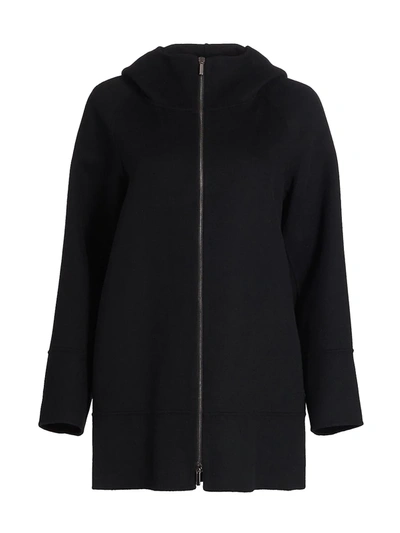 Shop Max Mara Women's Mozart Hooded Wool Zip Jacket In Black