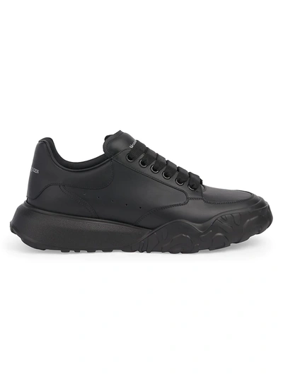 Shop Alexander Mcqueen Men's Court Sneakers In Black
