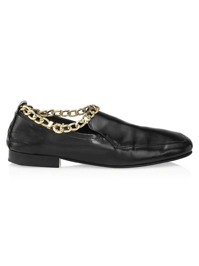 Shop By Far Nick Chain-trimmed Leather Loafers In Black