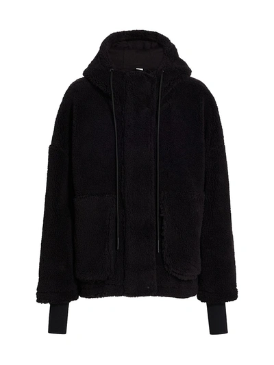 Shop Varley Montalvo 2.0 Teddy Hooded Bomber Coat In Black