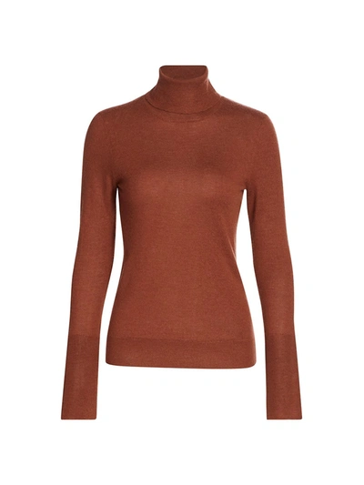 Shop Saks Fifth Avenue Women's Collection Cashmere Turtleneck Sweater In Cedar Brown