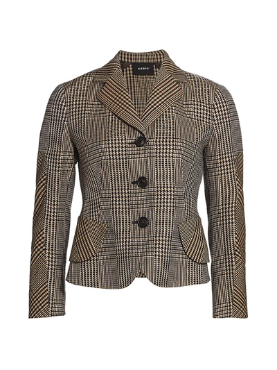 Shop Akris Women's Lausanne Prince De Galles Check Wool & Silk Jacket In Brown