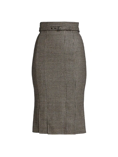 Shop Akris Prince De Galles Check Wool Midi Skirt In Black Ble