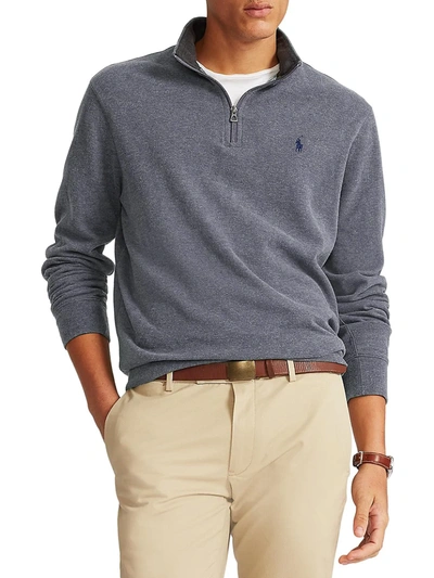 Shop Polo Ralph Lauren Quarter-zip Sweatshirt In Dark Grey