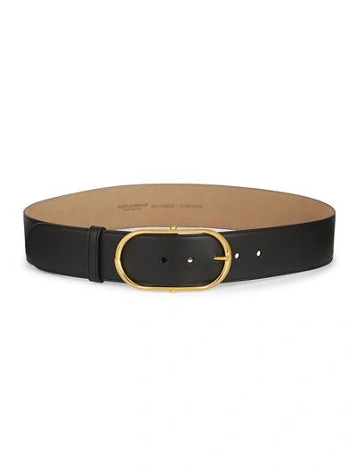 Shop Dolce & Gabbana Women's Belt In Cowhide With Oval Buckle In Black