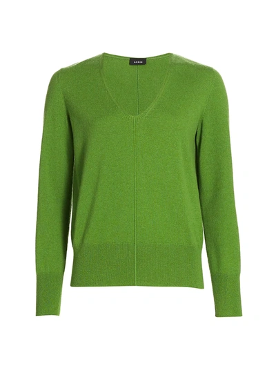 Shop Akris Cashmere V-neck Sweater In Pure Green