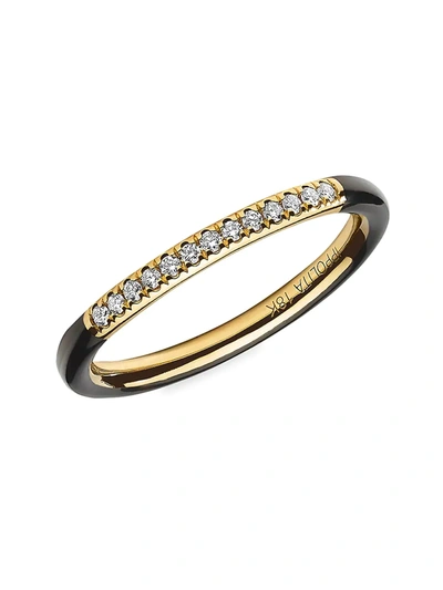 Shop Ippolita Stardust 18k Yellow Gold, Diamond & Black Ceramic Ring