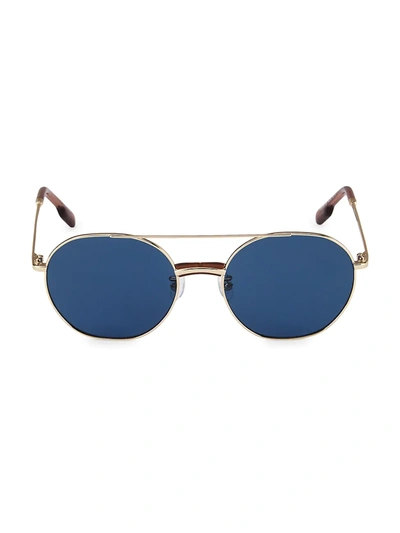 Shop Kenzo 54mm Round Metal Sunglasses In Gold Blue