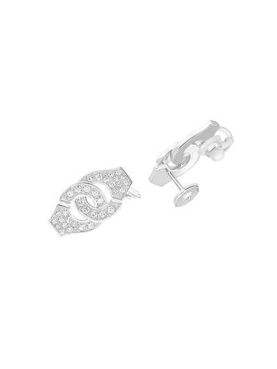 Shop Dinh Van Women's Menottes 18k White Gold & Diamond Earring In Silver