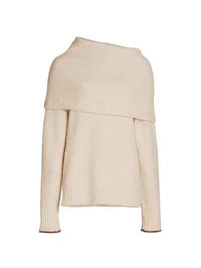 Shop Proenza Schouler Exaggerated Foldover Alpaca & Wool-blend Knit Top In Cream