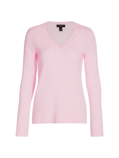 Shop Saks Fifth Avenue Collection Featherweight Cashmere V-neck Sweater In Rosy Pink
