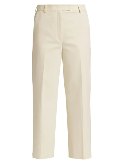 Shop Akris Christelle Cotton & Silk Crop Wide-leg Trousers In Ecru