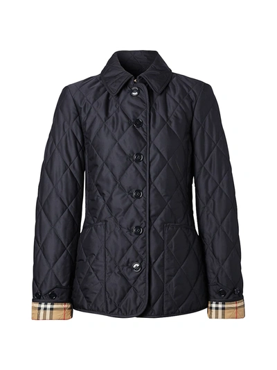 Shop Burberry Women's Fernleigh Quilted Logo Jacket In Midnight