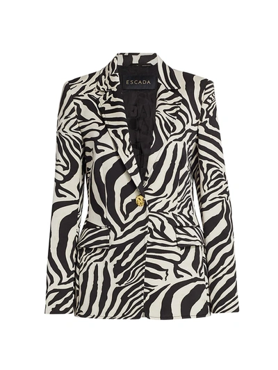 Shop Escada Women's Jacquard Zebra-print Blazer Jacket In Black