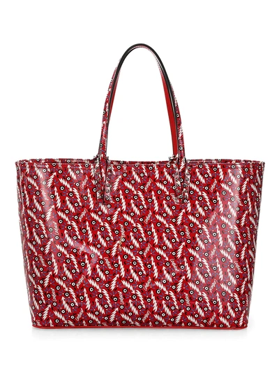 Shop Christian Louboutin Women's Cabata Print Leather Tote In Red