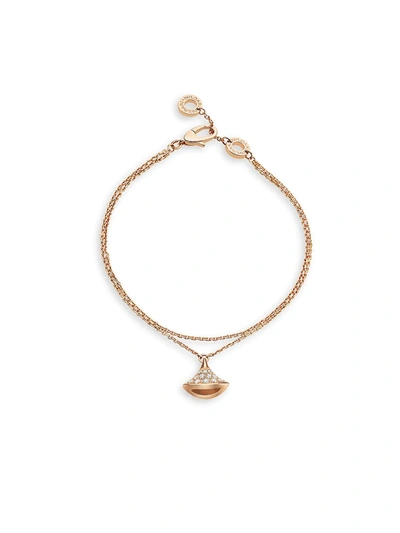 Shop Bvlgari Women's Diva's Dream 18k Rose Gold & Diamond Pendant Bracelet - Rose Gold - Size M/l