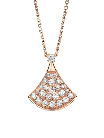 Shop Bvlgari Women's Divas' Dream 18k Rose Gold & Diamond Pavé Pendant Necklace