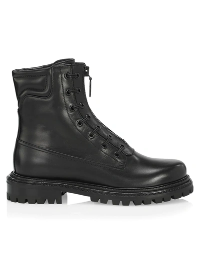 Shop Aquazzura Kicks Lug-sole Leather Combat Boots In Black