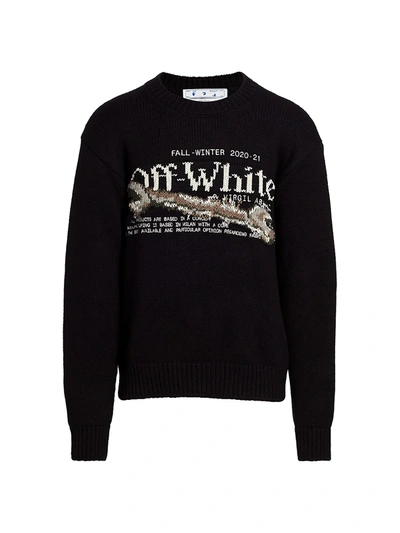 Shop Off-white Men's Pascal Tool Crewneck Sweater In Black White