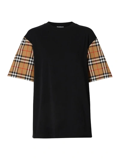 Shop Burberry Women's Archive Check T-shirt In Black