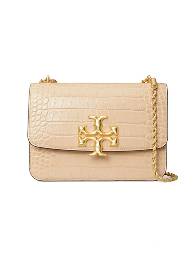 Tory Burch Eleanor Croc Embossed Leather Convertible Shoulder Bag In Sand |  ModeSens