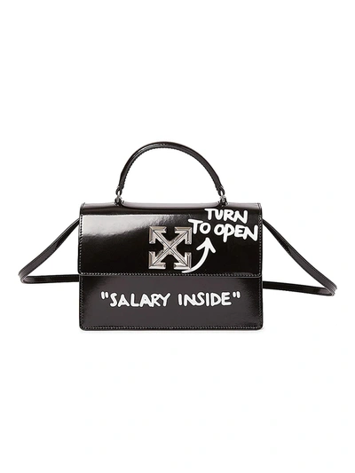 Shop Off-white Jitney 2.8 Twist Leather Top Handle Bag In Black White