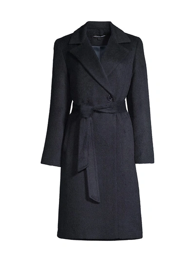 Shop Sofia Cashmere Women's Belted Notch Lapel Wrap Coat In Navy