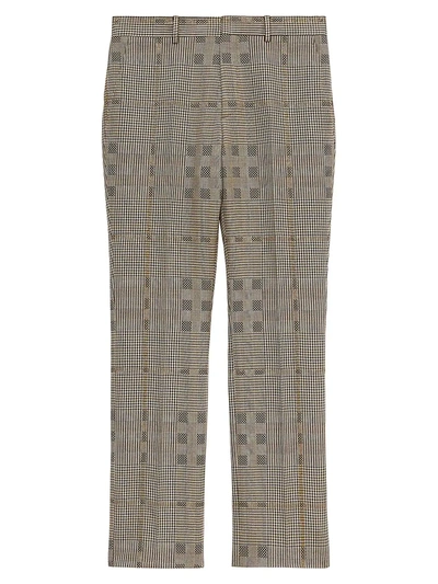 Shop Burberry Plaid Metallized Trousers In Brown