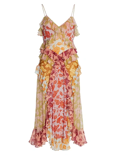Shop Zimmermann Lovestruck Ruffle Slip Dress In Mixed Roses