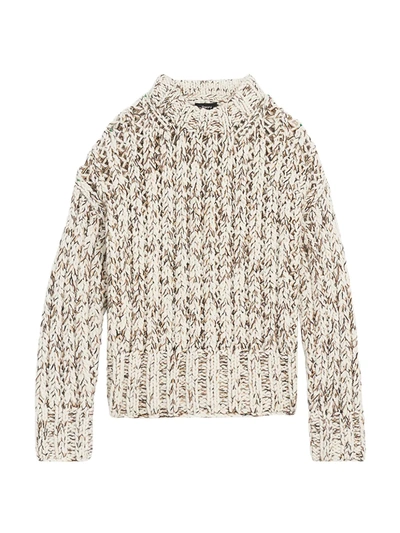 Shop Theory Cable-knit Wool Sweater In Ecru Medium Camel Charcoal