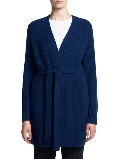 Shop Theory Malinka Cashmere Cable-knit Cardigan In Midnight
