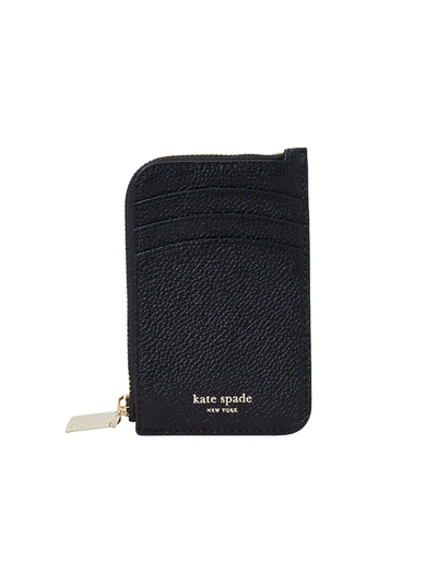 Shop Kate Spade Margaux Zip Leather Card Holder In Black