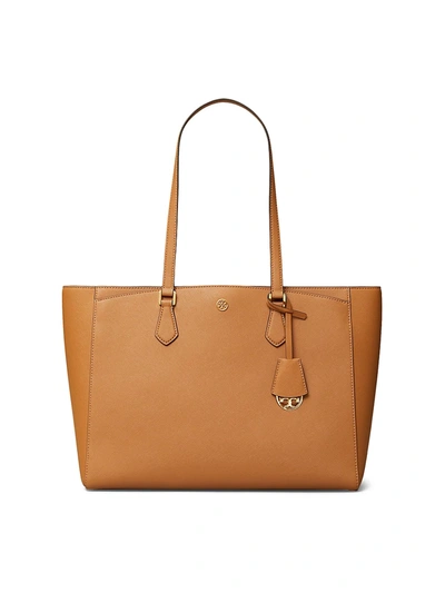 Shop Tory Burch Women's Robinson Leather Tote In Cardamom