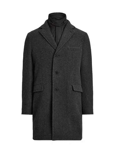 Shop Polo Ralph Lauren Men's Melton Wool-blend 2-in-1 Top Coat In Charcoal