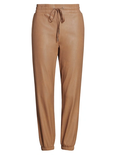 Shop N:philanthropy Scarlett Faux Leather Joggers In Camel