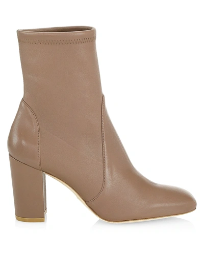 Shop Stuart Weitzman Women's Caressa Leather Sock Boots In Taupe