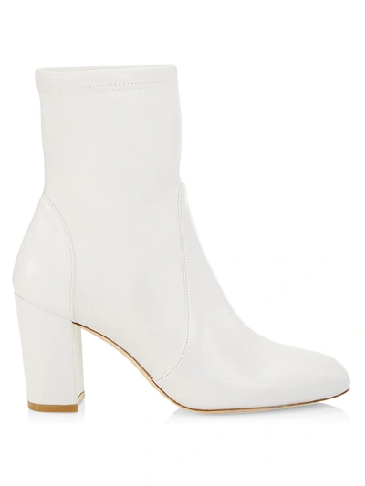 Shop Stuart Weitzman Women's Caressa Leather Sock Boots In White
