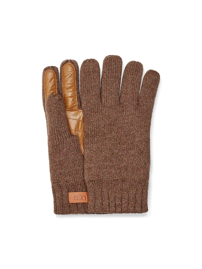 Shop Ugg Men's Palm Patch Leather & Knit Gloves In Stout