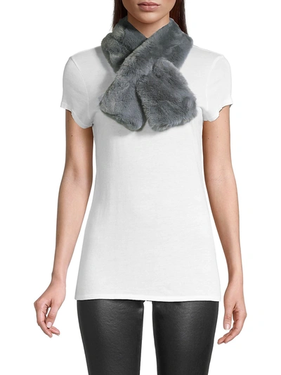 Shop Saks Fifth Avenue Faux Fur Pull-through Scarf In Grey