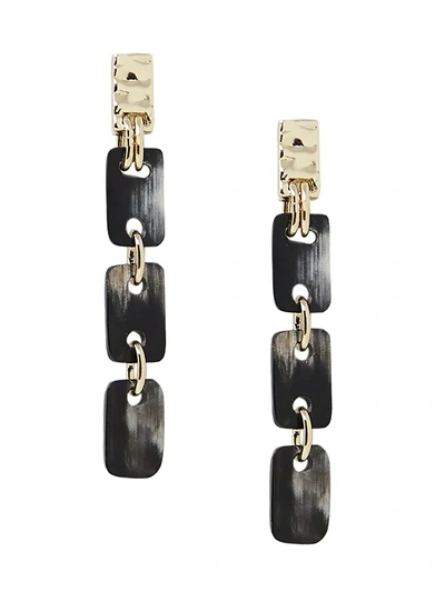 Shop Akola Women's Lindiwi Black Horn Linear Drop Earrings In Gold