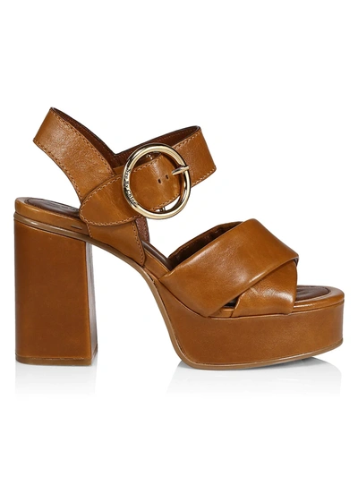 Shop See By Chloé Women's Lyna Leather Platform Sandals In Tan