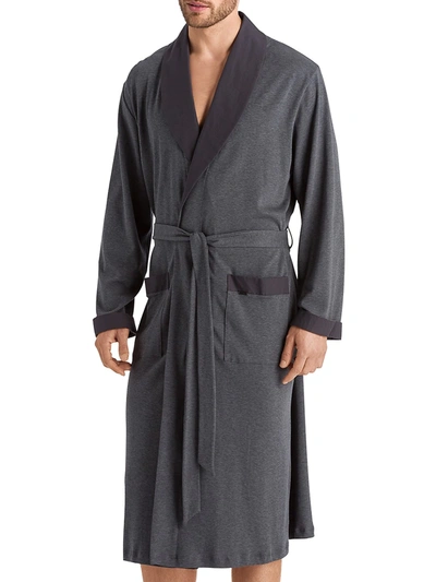 Shop Hanro Men's Night And Day Long Sleeve Robe In Medium Melange