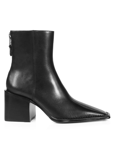 Shop Alexander Wang Parker Square-toe Leather Ankle Boots In Black
